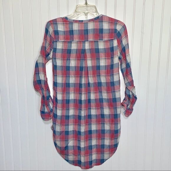 (BOGO FREE) Anthropologie Holding Horses Pink Plaid Gauze Top Shirt sz 2 - Picture 4 of 5